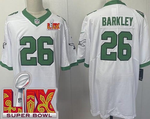 Philadelphia Eagles #26 Saquon Barkley Limited White Alternate Super Bowl LIX Vapor Jersey