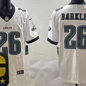 Philadelphia Eagles #26 Saquon Barkley Limited White Captain Patch Vapor Jersey