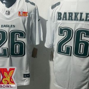 Philadelphia Eagles #26 Saquon Barkley Limited White Fashion Super Bowl LIX FUSE Vapor Jersey