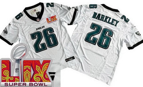 Philadelphia Eagles #26 Saquon Barkley Limited White New Logo Super Bowl LIX FUSE Vapor Jersey