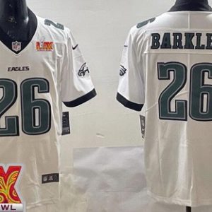 Philadelphia Eagles #26 Saquon Barkley Limited White Super Bowl LIX Vapor Jersey