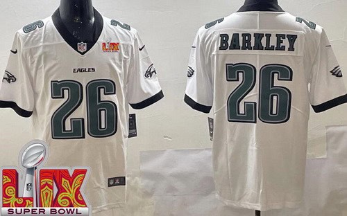 Philadelphia Eagles #26 Saquon Barkley Limited White Super Bowl LIX Vapor Jersey