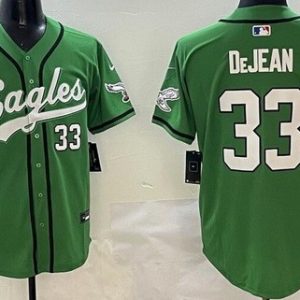 Philadelphia Eagles #33 Cooper DeJean Limited Kelly Green Fashion Baseball Jersey