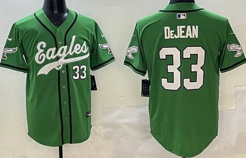 Philadelphia Eagles #33 Cooper DeJean Limited Kelly Green Fashion Baseball Jersey
