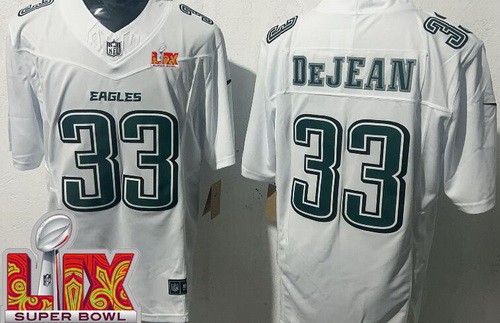Philadelphia Eagles #33 Cooper DeJean Limited White Fashion Super Bowl LIX FUSE Vapor Jersey
