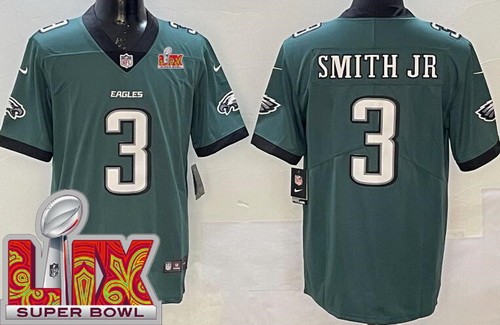 Philadelphia Eagles #3 Nolan Smith Limited Green Super Bowl LIX Vapor Jersey