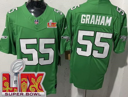 Philadelphia Eagles #55 Brandon Graham Limited Kelly Green Super Bowl LIX FUSE Vapor Jersey