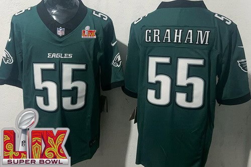 Philadelphia Eagles #55 Brandon Graham Limited Midnight Green Super Bowl LIX FUSE Vapor Jersey