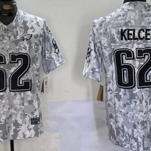 Philadelphia Eagles #62 Jason Kelce Limited Arctic Camo 2024 Salute to Service Jersey