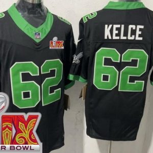 Philadelphia Eagles #62 Jason Kelce Limited Black Alternate Super Bowl LIX FUSE Vapor Jersey