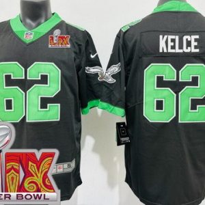 Philadelphia Eagles #62 Jason Kelce Limited Black Alternate Super Bowl LIX Vapor Jersey