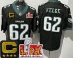 Philadelphia Eagles #62 Jason Kelce Limited Black C Patch Super Bowl LIX FUSE Vapor Jersey