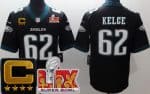 Philadelphia Eagles #62 Jason Kelce Limited Black C Patch Super Bowl LIX Vapor Jersey
