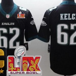 Philadelphia Eagles #62 Jason Kelce Limited Black C Patch Super Bowl LIX Vapor Jersey