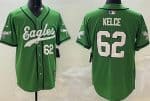 Philadelphia Eagles #62 Jason Kelce Limited Kelly Green Fashion Baseball Jersey