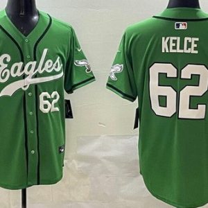 Philadelphia Eagles #62 Jason Kelce Limited Kelly Green Fashion Baseball Jersey