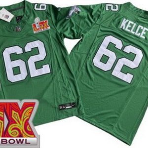 Philadelphia Eagles #62 Jason Kelce Limited Kelly Green Super Bowl LIX FUSE Vapor Jersey