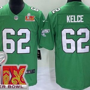 Philadelphia Eagles #62 Jason Kelce Limited Kelly Green Super Bowl LIX Vapor Jersey