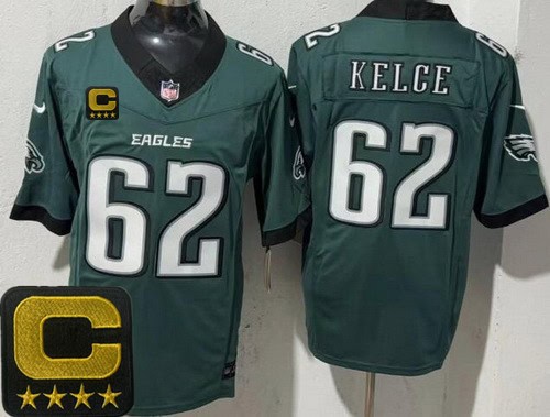 Philadelphia Eagles #62 Jason Kelce Limited Midnight Green C Patch FUSE Vapor Jersey