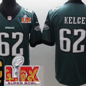Philadelphia Eagles #62 Jason Kelce Limited Midnight Green C Patch Super Bowl LIX Vapor Jersey
