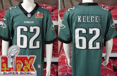 Philadelphia Eagles #62 Jason Kelce Limited Midnight Green Super Bowl LIX Vapor Jersey