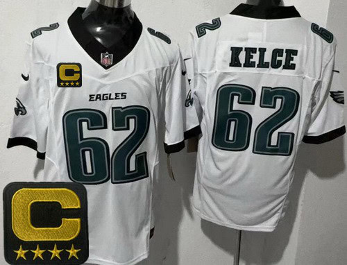 Philadelphia Eagles #62 Jason Kelce Limited White C Patch FUSE Vapor Jersey