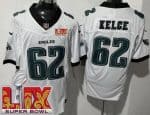 Philadelphia Eagles #62 Jason Kelce Limited White Super Bowl LIX FUSE Vapor Jersey