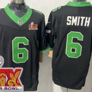 Philadelphia Eagles #6 DeVonta Smith Limited Black Alternate Super Bowl LIX FUSE Vapor Jersey