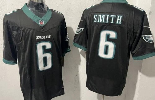 Philadelphia Eagles #6 DeVonta Smith Limited Black FUSE Vapor Jersey