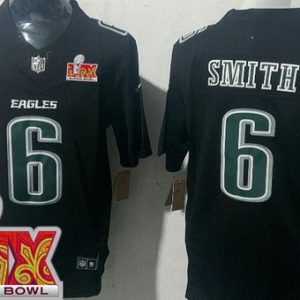 Philadelphia Eagles #6 DeVonta Smith Limited Black Fashion Super Bowl LIX FUSE Vapor Jersey