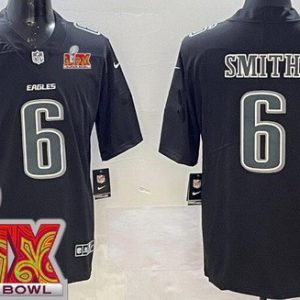 Philadelphia Eagles #6 DeVonta Smith Limited Black Fashion Super Bowl LIX Vapor Jersey