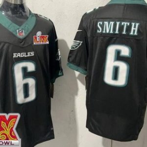 Philadelphia Eagles #6 DeVonta Smith Limited Black Super Bowl LIX FUSE Vapor Jersey