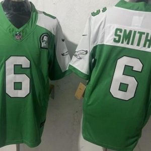 Philadelphia Eagles #6 DeVonta Smith Limited Kelly Green Thanksgiving FUSE Vapor Jersey
