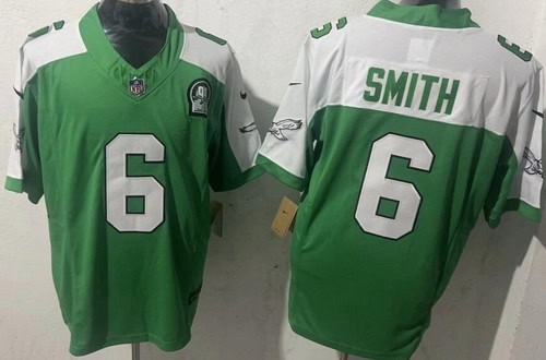 Philadelphia Eagles #6 DeVonta Smith Limited Kelly Green Thanksgiving FUSE Vapor Jersey