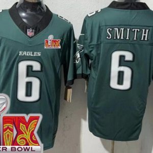 Philadelphia Eagles #6 DeVonta Smith Limited Midnight Green Super Bowl LIX FUSE Vapor Jersey