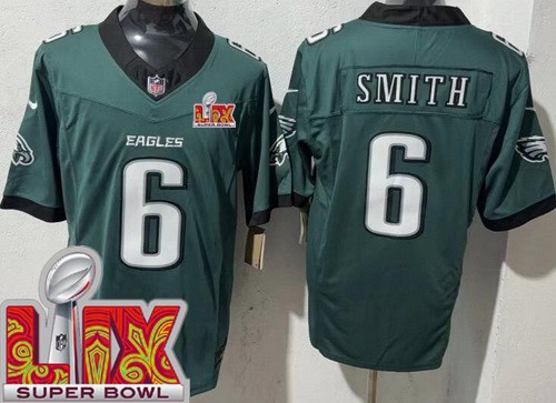 Philadelphia Eagles #6 DeVonta Smith Limited Midnight Green Super Bowl LIX FUSE Vapor Jersey