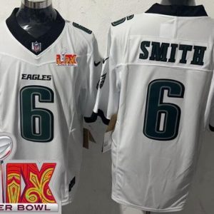 Philadelphia Eagles #6 DeVonta Smith Limited White Super Bowl LIX FUSE Vapor Jersey