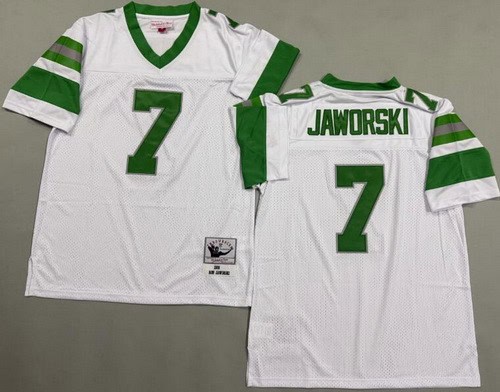 Philadelphia Eagles #7 Ron Jaworski White 1980 Throwback Jersey
