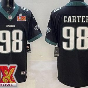 Philadelphia Eagles #98 Jalen Carter Limited Black Super Bowl LIX Vapor Jersey