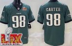 Philadelphia Eagles #98 Jalen Carter Limited Green Super Bowl LIX Vapor Jersey