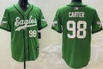 Philadelphia Eagles #98 Jalen Carter Limited Kelly Green Fashion Baseball Jersey