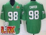 Philadelphia Eagles #98 Jalen Carter Limited Kelly Green Super Bowl LIX Vapor Jersey