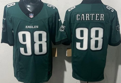 Philadelphia Eagles #98 Jalen Carter Limited Midnight Green FUSE Vapor Jersey