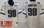 Philadelphia Eagles #98 Jalen Carter Limited White Super Bowl LIX Vapor Jersey