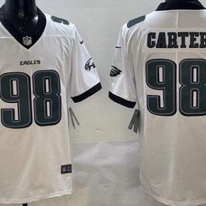 Philadelphia Eagles #98 Jalen Carter Limited White Vapor Jersey