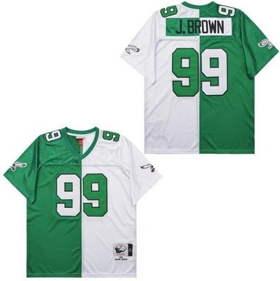 Philadelphia Eagles #99 Jerome Brown Green White Split 1990 Throwback Jersey