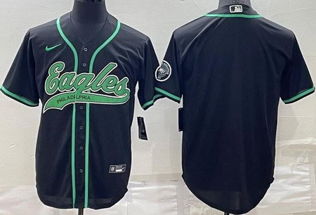 Philadelphia Eagles Blank Black Baseball Jersey