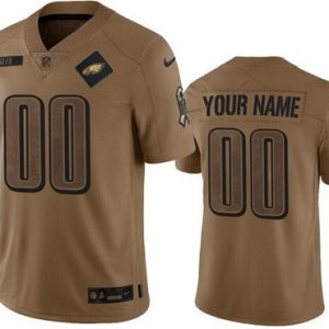 Philadelphia Eagles Customized Brown 2023 Salute To Service Jersey