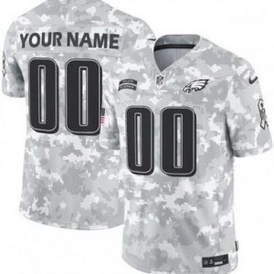 Philadelphia Eagles Customized Limited Arctic Camo 2024 Salute to Service Jersey