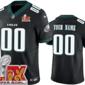 Philadelphia Eagles Customized Limited Black Super Bowl LIX FUSE Vapor Jersey